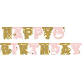 Resim Kuğu Temalı Happy Bırthday Banner 