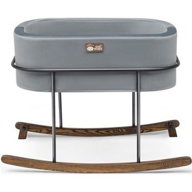 Resim Anne Yanı Beşik Hier Bebek Siyah Metal Stand Gri Sepet 