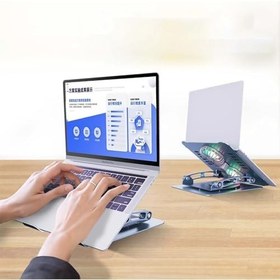 Resim Daytona ST-801D Çift Fanlı Alüminyum Katlanabilir 360 Derece Dönebilir Laptop Dizüstü Macbook Standı (Silver) 