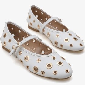 Resim Kindep Nina Tek Bant Troklu Günlük Kadın Babet Beyaz Beyaz 