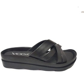 Resim Voga 1704-25 Deri Dolgu Topuk Ahtapot Kadın Terlik Siyah 