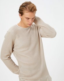 Resim Triko Kazak Bisiklet Yaka Dokulu Slim Fit Uzun Kollu 