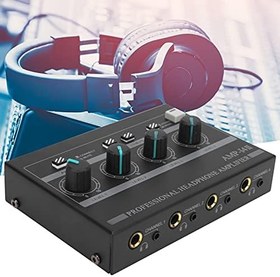 Resim Eujgoov 4 Kanallı Kulaklık Amplifikatörü, AMP‑i4Ⅱ Mono/Stereo Bağımsız Ses Kontrollü Kulaklık Bölücü (100‑240V)(AB Fişi) 