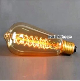 Resim Rustik 40 Watt ST64 Burgulu Armut Ampul, Dimerli E27 Duylu 