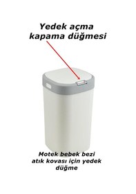 Resim Motek Bb100 Bebek Bezi Kovası Yedek Açma Kapama Butonu Düğme 2ad Kova Değildir Yedek Parçadır Gümüş 