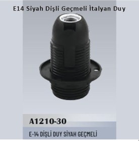 Resim 100 Adet E14 Siyah Dişli Geçmeli İtalyan Duy 