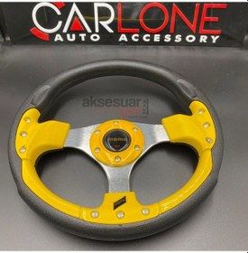 Resim Momo Spor Direksiyon 32cm Sarı Göbek Detaylı- Yarış Spor Direksiyonu 