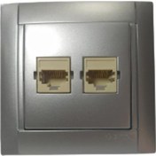 Resim 2XRJ45 DATA PRİZİ METALİK GÜMÜŞ (5ADET) SIMON 