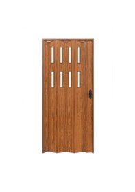 Resim Faran Dekorasyon 145 x 215 Ceviz Renk Camlı Pvc Akordiyon Katlanır Kapı - FRNAKMODEL-65 