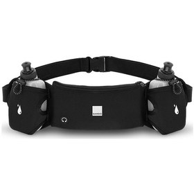 Resim Samdoo Neopren Spor Bel Çantası 2 Adet 280ml Su Şişesiyle - Işıklı Şerit, Cep Telefonu/ Anahtar Depolama - Bisiklet, Koşu, Doğa Sporları İçin Siyah 