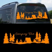Resim Melek Pazarı 90 X 25 Cm Kamp Zamanı, Camping Time Orman Manzara Karavan Sticker, Kamp Sticker 