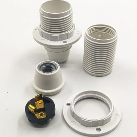 Resim Dekoratif Plastik E-14 Tam Dişli Halkalı Duy Beyaz (2 Adet) 