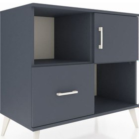 Resim Hyperion Şifonyer 2 Raflı Tek Çekmeceli Tek Kapaklı 88x44x80 Antrasit-antrasit Antrasit 