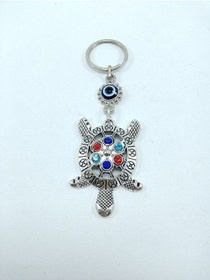 Resim Renkli Kaplumbağa Nazar Boncuğu Anahtarlık Metal Hediyelik Aksesu 