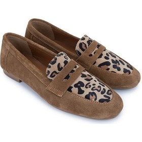 Resim Tamer Tanca Kadın Hakiki Deri Taba Süet Loafer Ayakkabı 961 555 Bn Ayk Y25 Taba Suet/leopar Taba 