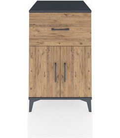 Resim Kronos Komodin Tek Raflı Tek Çekmeceli 2 Kapaklı 60x59x96 Antrasit-çam Antrasit 