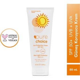 Resim Pure choice spf 50+ güneş koruyucu krem, 50ml - suya dayanıklı çok yüksek koruma 
