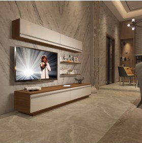 Resim Decoraktiv Eko 5b Mdf Std Tv Ünitesi Tv Sehpası - Ceviz - Beyaz 