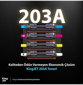 Resim Kingjet Hp Uyumlu 203a Standart Kapasiteli 4 Renk Takım Toner Çipli Mfp M281fw Uyumlu 