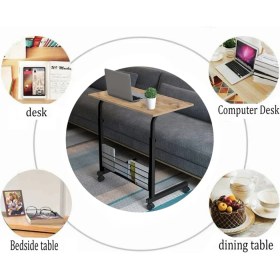 Resim servetavcı Kitaplıklı ve Yükseklik Ayarlı Laptop Sehpası ve Çalışma Masası Atlantik Çam Tekerli 