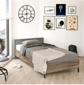 Resim Robinhome Robin Home Dream Tekli Karyola Metal Ayak Kahve-Beton Dr4-Cg 