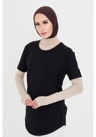 Resim Hürrem Bone Bej Tesettür Parmak Geçmeli Kolluk Viskon Düz 1024 12 Bej 