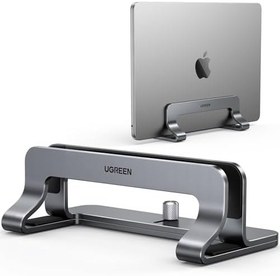 Resim UGREEN Dikey Bilgisayar Standı, Çift Yuvalı Ayarlanabilir Alüminyum Laptop Standı, MacBook Air/Pro, Windows Dizüstü Bilgisayarlar, 13-17 İnç Laptoplar ile Uyumlu Masaüstü Tutucu – 20471 