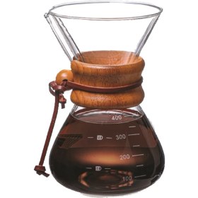 Resim Avatto 800 ml Ahşap Tutacaklı Chemex Cam Kahve Demleme Sürahisi - 6 Cup Isıya Dayanıklı Coffee Pot 