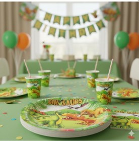 Resim Sevimli Dinozor Temalı Karton Tabak - 23 Cm Parti Tabağı 8'li 