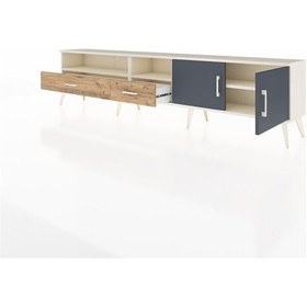 Resim Arges Tv Ünitesi 3 Raflı 2 Çekmeceli 2 Kapaklı 220x30x51 Aytaşı-antrasit/çam Antrasıt/atlas Çam - Aytası 
