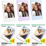 Resim Instax mini 60'lı Film Lila Mavi ve Beyaz 3 Fotoğraf Çerçevesi 