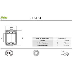 Resim Valeo 502026 - Ön Teker Bilyası Poryalı Transıt V184 00 06 Abs L 