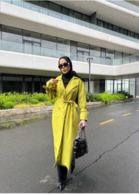 Resim TANISA Deluna Kuşak Detay Uzun Trençkot TNS-4389 