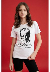 Resim Tommy Life Beyaz Atatürk Baskılı Unisex Çocuk T-shirt - 11332 