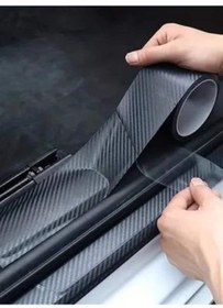 Resim Yıldız İzi 3d Karbon Folyo Tampon Çamurluk Bagaj Kapı Eşiği Koruyucu Şerit Eşik Koruma Bantı 3d Folyo 3mt X 5cm 