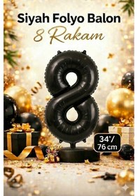 Resim 34" Folyo Rakam 76cm "8" Siyah / Black Siyah 