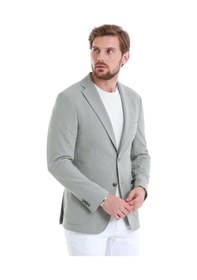 Resim Hatemoğlu Gri Slim Fit Kareli Mono Yaka Klasik Ceket 14293024d001 140 Gri 