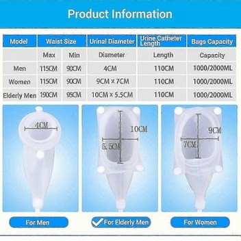 Yaşlı Erkekler İçin 2 Torbalı 3 Tip Silikon İdrar Toplayıcı Seti