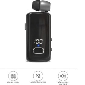 Resim Fineblue Torima F580 Siyah Kablosuz Kulaklık Bluetooth Geri Çekilebilir Yaka Kulaklığı 