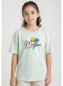 Resim Fyk Kids Kız Çocuk Basic Malibu Baskılı T-shirt Mint Yeşili 