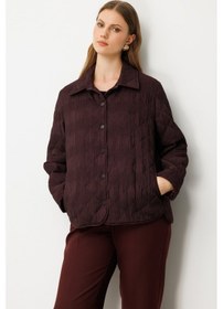 Resim Ekol Kadın Büyük Beden Yan Cepli Çıt Çıtlı Mont 6801 Bordo Bordo 