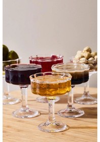 Resim 6 Lı Cam Ayaklı Kahve Yanı Lokumluk Kahvaltılık Kase Sunumluk 50m 