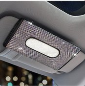 Resim Novahub Araba Visor Doku Tutucu Asılı Deri Kristaller Yapay Elmas Kağıt Havlu Kılıfı Araba Aksesuarları İçin Çok Renkli 