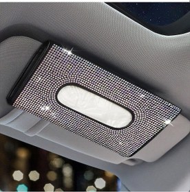 Resim Novahub Araba Visor Doku Tutucu Asılı Deri Kristaller Yapay Elmas Kağıt Havlu Kılıfı Araba Aksesuarları İçin Çok Renkli 