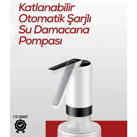 Resim Akıllı Şarjlı Damacana Pompası Tek Tuşla Su Dolum 