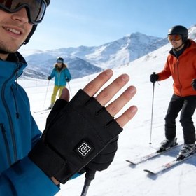 Resim Erkekler İçin Isıtmalı Eldivenler | Rüzgar Ve Su Geçirmez Dokunmatik Parmaksız,USB ile Isıtmalı Parmaksız Eldivenler,Kadınlar, Gençler, Sporcular, Kayak, Yürüyüş, Çalışma Ve Snowboard Için 