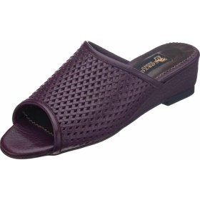 Resim Costo Shoes 41-42-43-44 Numaralarda N1397 Mürdüm Kuzu Derisi Astarsız Hafif Dolgu Taban Büyük Numara Kadın Terlik 