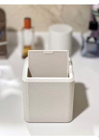 Resim Modern Masaüstü Çöp Kutusu-mutfak-ofis-banyo -açılır Kapanır-mermer Beyaz-12,5x12cm Mermer 