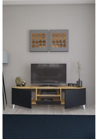 Resim Bravix Modern Tv Ünitesi 3 Bölmeli Tv Sehpası Gövde Çamkapakl... Atlantik Çam - Antrasit 