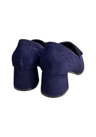 Resim Tufan Shoes Lacivert Hakiki Deri Süet Püskül Detay Topuklu Ayakkabı Lacivert 